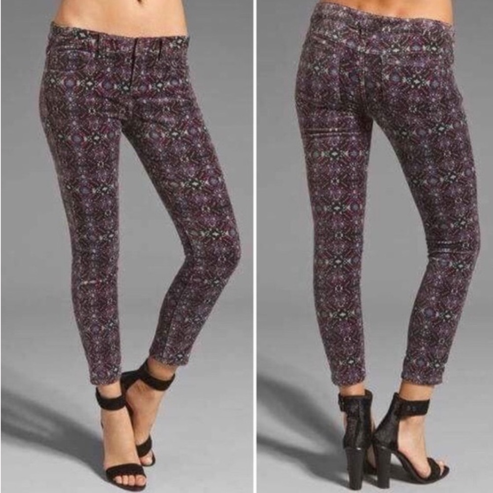 Free People kaleidoscope velvet skinny pants 28